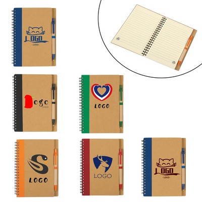 5" x 7" Eco-Friendly Spiral Notebook (With Pen)